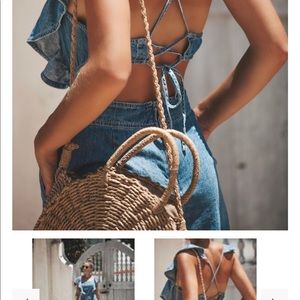 Jean/chambray romper. Brand new! Vici